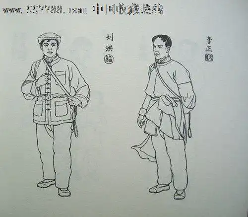 铁道游击队人物简笔画带颜色