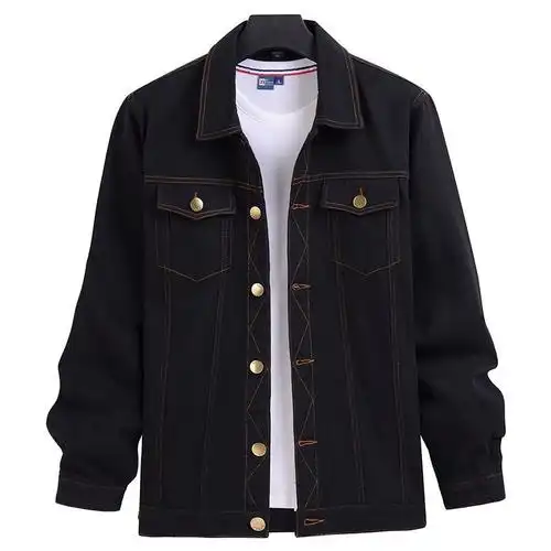 男士牛仔夹克中年大码牛仔褂宽松耐磨电焊加厚工作服上衣工装外套