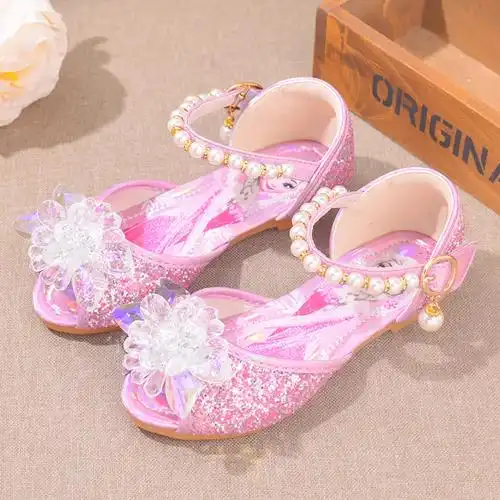 爱莎2024新款夏季女童凉鞋儿童公主鞋高跟卡通网红冰雪奇缘凉鞋