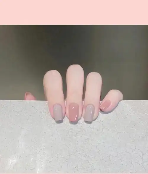 简约双色跳色美甲纯色美甲