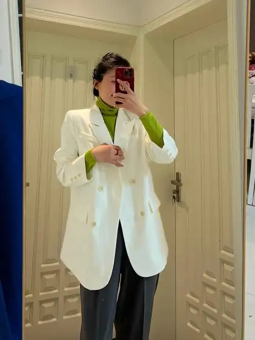 更白色西装外套女神又女人155包邮