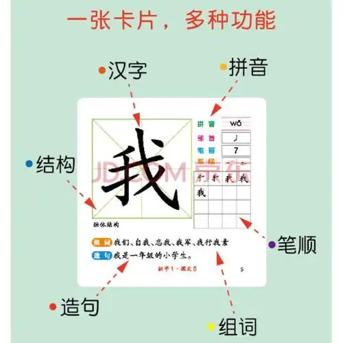 彩色多用生字卡新编人教版一年级上册同步生字表宝宝认字卡片3-6岁