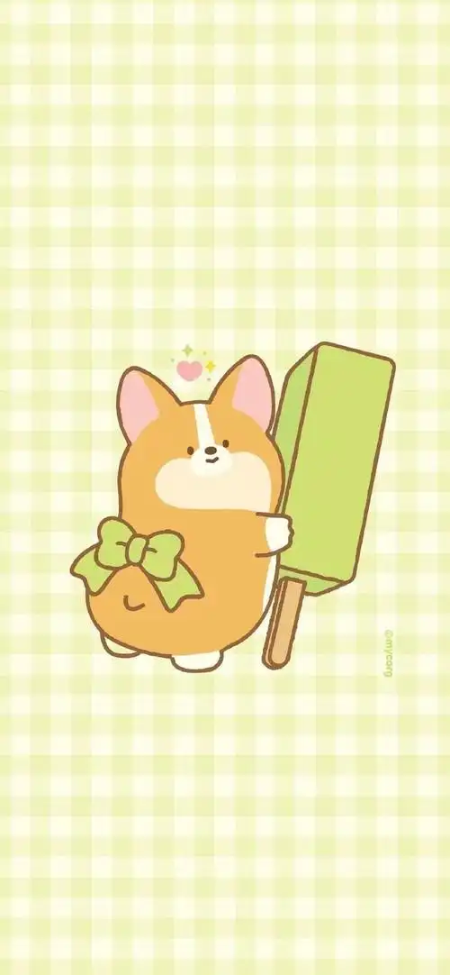 萌到心软的可爱柯基手绘简约手机壁纸图片 作者ins:mycorgi 6767