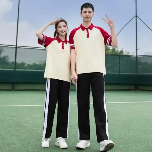 新款夏季初中学生校服短袖套装团体服休闲运动服高中生毕业班服