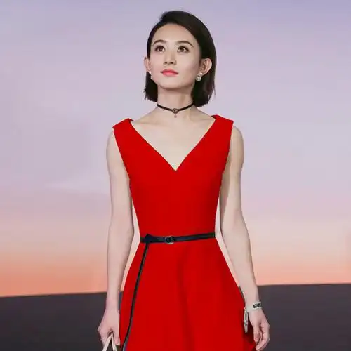 新娘敬酒服v领赵丽颖明星同款结婚宴会年会小晚礼服女连衣裙名媛