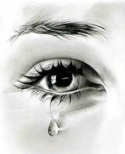 绘画基础教程:流泪的眼睛素描画 伤感素描图片