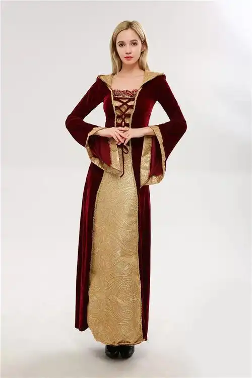 万圣节连帽欧洲复古宫廷长裙奢华女王皇后服装酒吧ds舞台派对女装