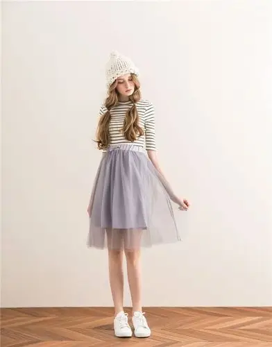 台湾代购 甜美蝴蝶结薄纱透视网纱裙仙女半身裙子长纱裙蓬蓬半裙-淘宝