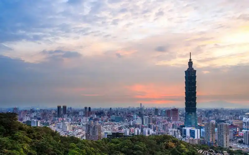 台湾,夕阳,城市风光,楼房,一零一大楼,101大楼台湾壁纸图片