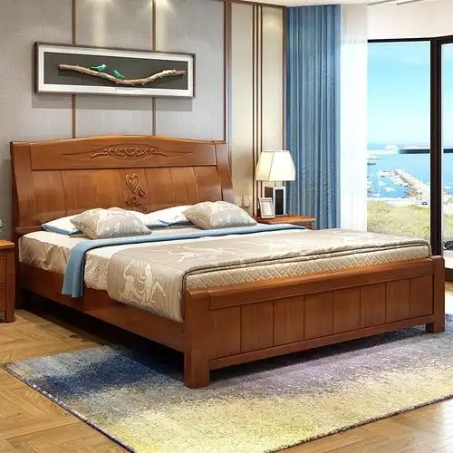 新中式特价实木床18米婚床橡木双人床主卧简约现代经济型15白色