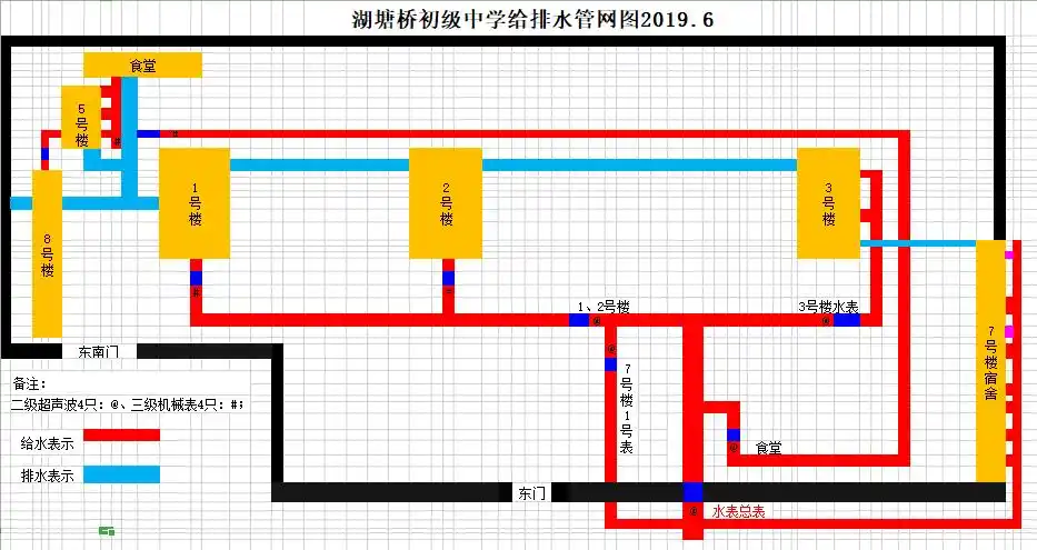 湖塘桥初级中学给排水管网图201906-节能管理- 常州市