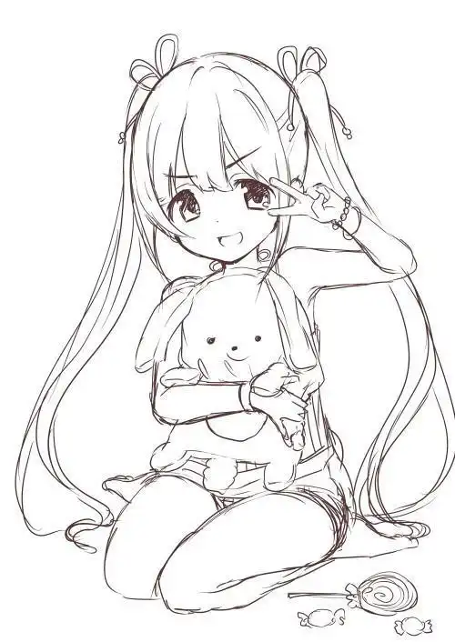 二次元男女卡通人物简笔画