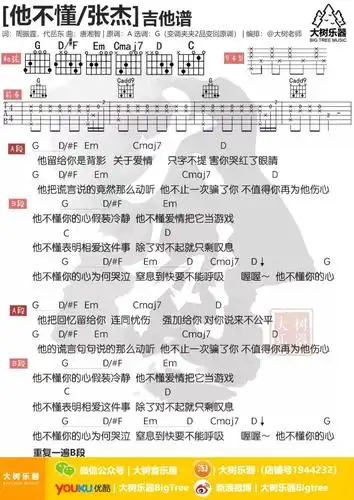 他不懂(吉他谱)
