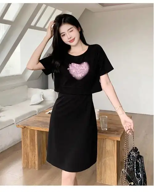 实拍大码女装连衣裙时尚休闲胖mm宽松显瘦气质减龄