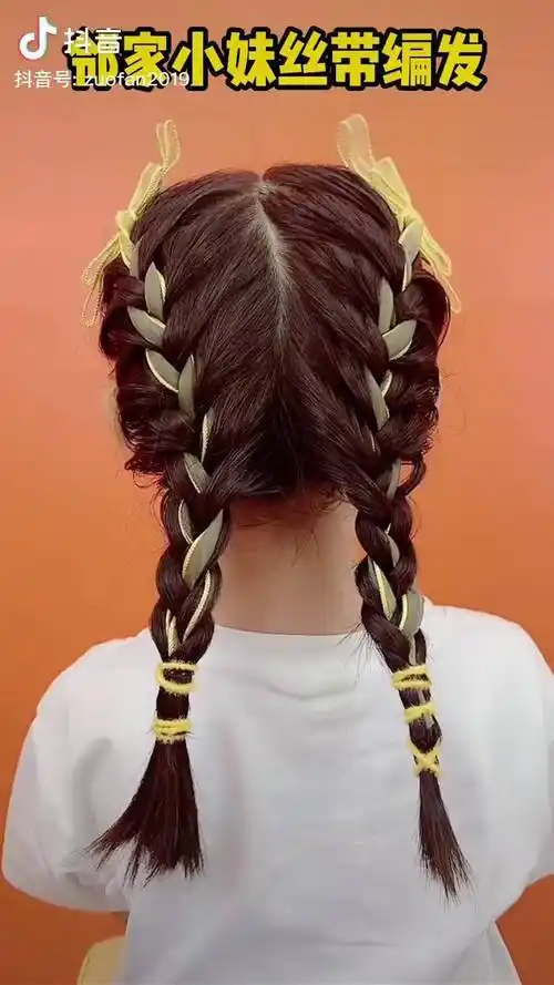日常上学发型蝴蝶结丝带编发邻家小妹气质满分编发发饰儿童编发编发