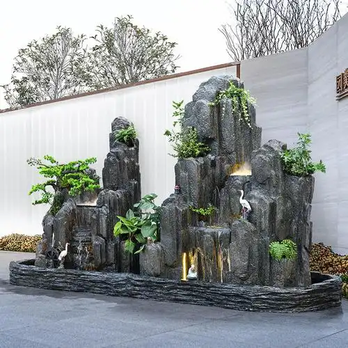 大型室内室外假山流水喷泉园林别墅花园庭院山水景观石头鱼池摆件