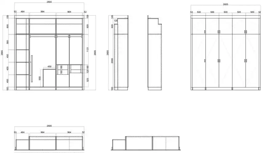 绘制下单图---推拉门衣柜