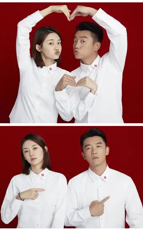 领结婚证穿的白衬衫结婚照情侣装衬衣男女白色创意证件照衣服领证登记