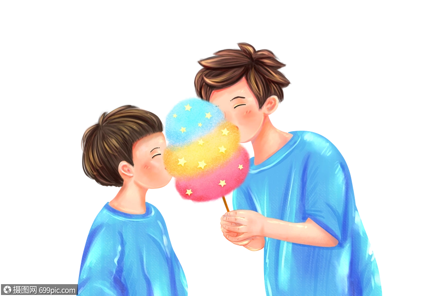 兄弟俩吃棉花糖暑假儿童