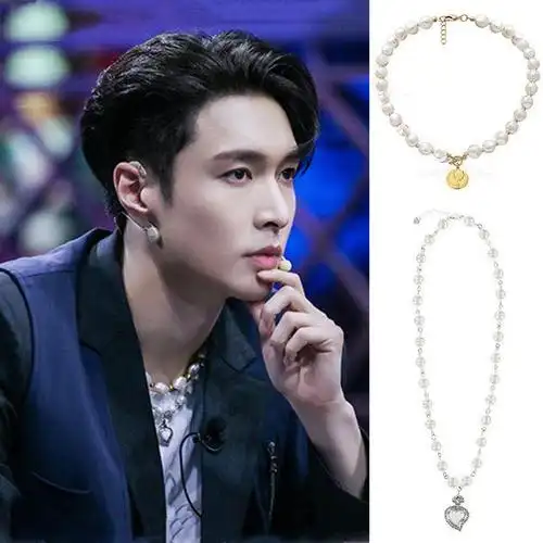张艺兴同款珍珠项链心形吊坠街舞三时时尚百搭项链