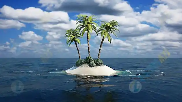 海上小岛椰子树高清图片下载