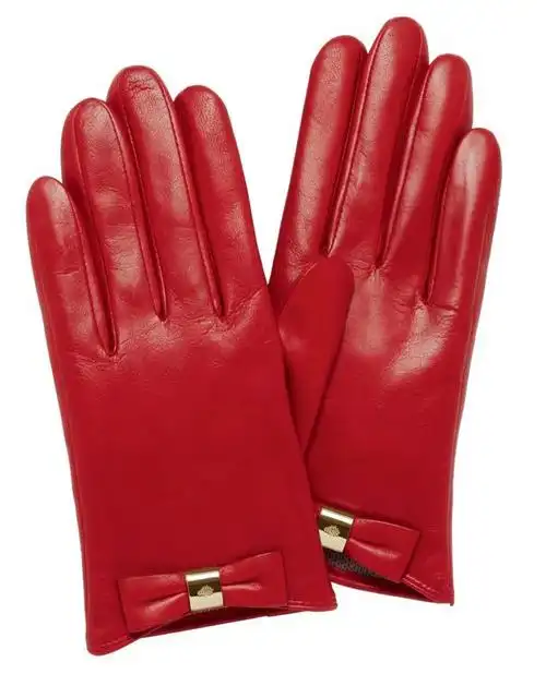 红色皮质手套/mulberry from harrods