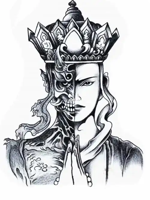 一念善恶僧纹身适合大臂纹身小臂纹身