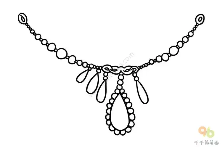 漂亮的宝石项链简笔画