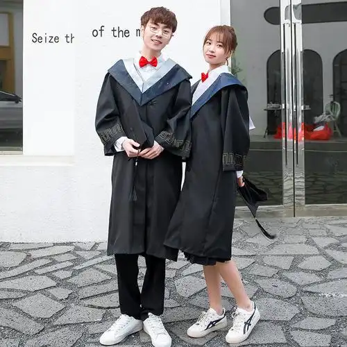 毕业礼学位服大学生男女女学院风文科理科工科军科医科学士服文科粉色