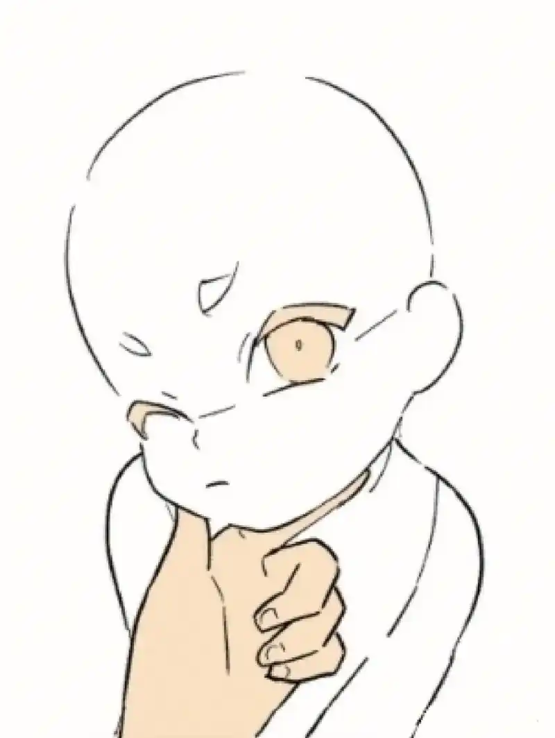 二次元人物模板.是一些托下巴的单人模板呢~ #二次元 #线稿 - 抖音