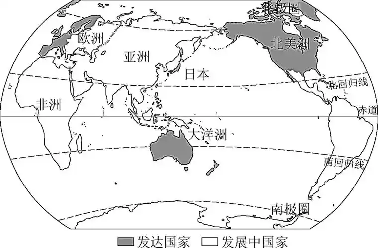 读世界发达国家和发展中国家分布图回答问题