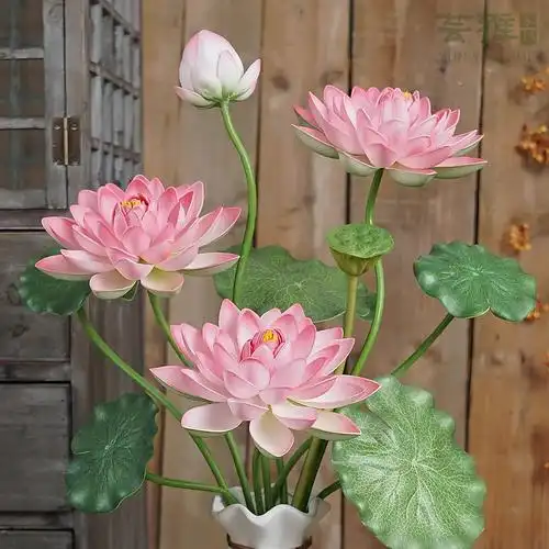 仿真菩萨佛堂叶佛堂荷花塑料观音水池莲花供佛仿真花