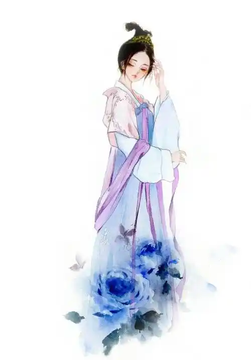 古风水彩画人物女生 水彩人物画古风女子