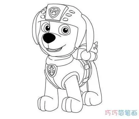 简笔画汪汪队天天画画汪汪队的阿奇怎么画威力狗阿奇彩色简笔画一步