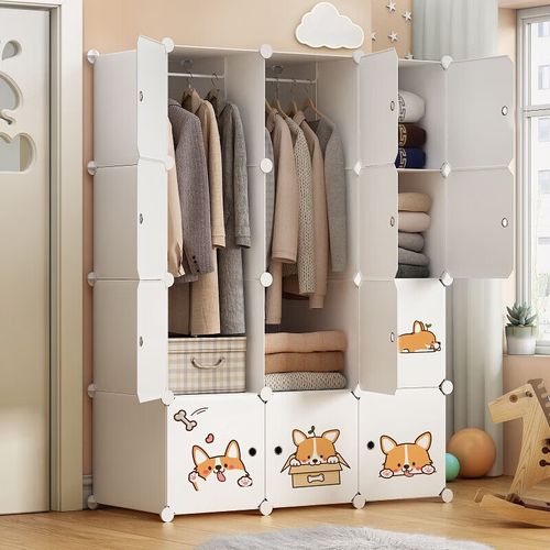 安尔雅(anerya)简易衣柜组装衣橱简约出租房衣柜组合卡通塑料收纳储物