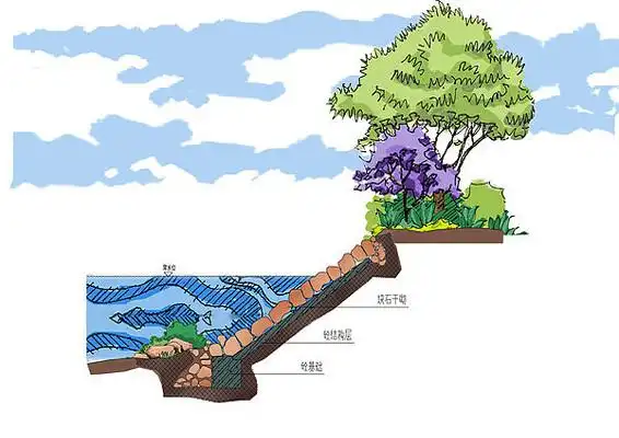 自然式生态驳岸剖面图片__编号8420587_红动中国