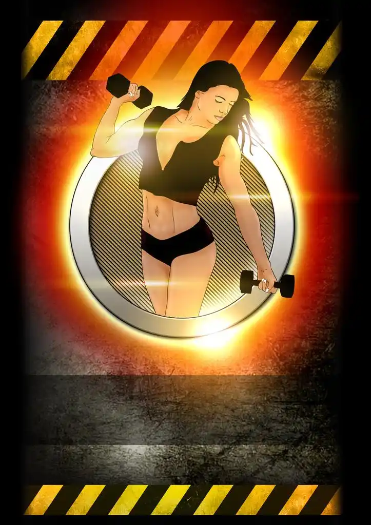 健身海报,培训海报背景与空间的抽象健身女孩