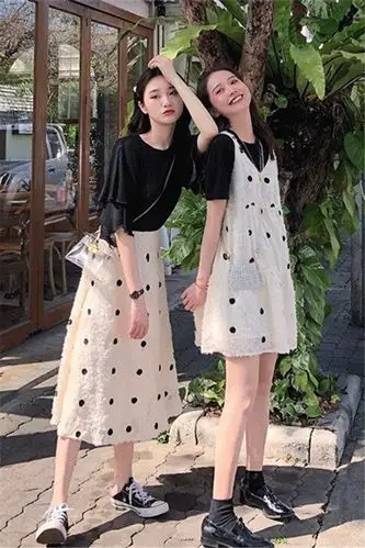 小个子夏季女套装洋气学生闺蜜装法国小众很仙时尚裙子两件套显瘦