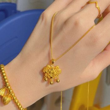 百喜达老凤凰黄金项链女999足金平安福字如意锁吊坠时尚ins小众设计