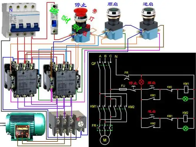 用4个24v接触器和光电控制380v电机接线图