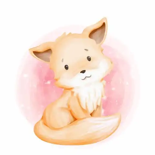 彩绘楚楚可人的可爱卡通小狐狸图片免抠素材