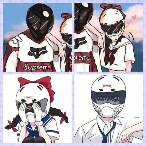 超酷的头盔情侣头像动漫系列