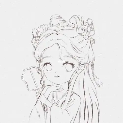 q版头像古风女生线稿