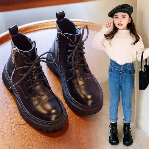 女童马丁靴2020年新款中大童春秋季单靴真皮短靴英伦风儿童靴子潮视频