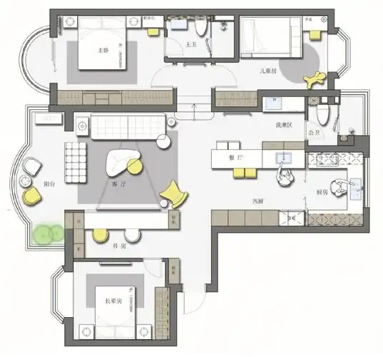 平面规划110㎡常规三室两厅户型改造