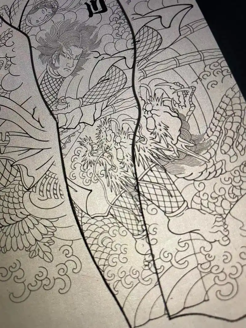 日式老传统 #绘画过程分享 #线稿 #花腿 #龙王太郎   - 抖音