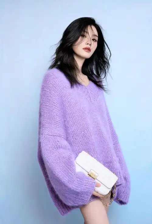 奚梦瑶穿针织毛衣知性温柔 下衣失踪美腿吸睛|v领|模特|针织衫_网易