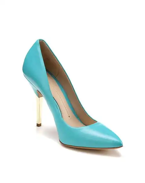 stella luna蓝绿色简约尖头高跟单鞋