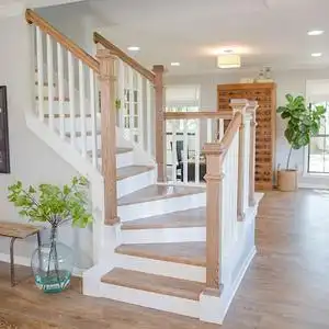 开步新款中国大陆整体简约直梯旋转靠墙复式阁楼跃层别墅楼梯扶手