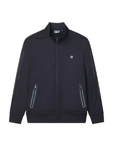 斐乐男装运动上衣休闲百搭潮流纯棉长袖拉链开衫男式针织连帽外套